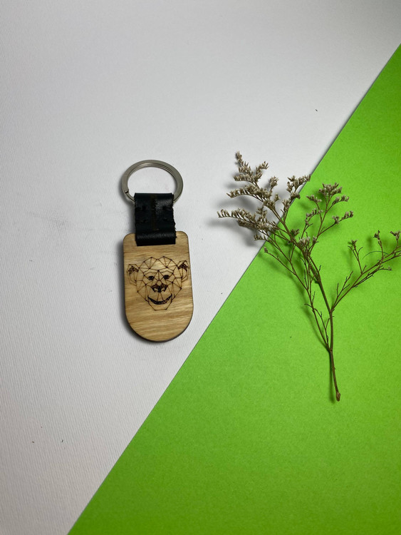 جاسوئیچی دستساز با چرم طبیعی و چوب افرا و ون، مجهز به حلقه ضدزنگ