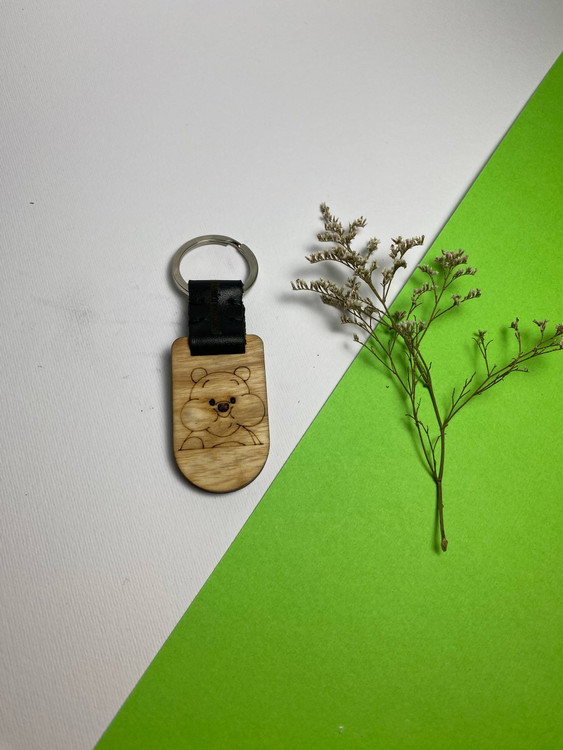 جاسوئیچی دستساز با چرم طبیعی و چوب افرا و ون، مجهز به حلقه ضدزنگ