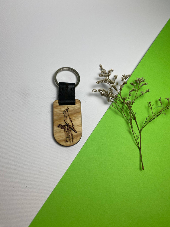 جاسوئیچی دستساز با چرم طبیعی و چوب افرا و ون، مجهز به حلقه ضدزنگ