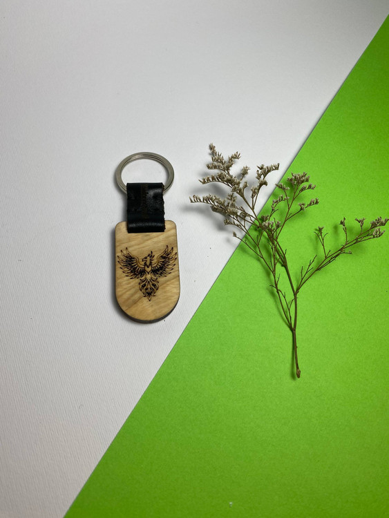 جاسوئیچی دستساز با چرم طبیعی و چوب افرا و ون، مجهز به حلقه ضدزنگ