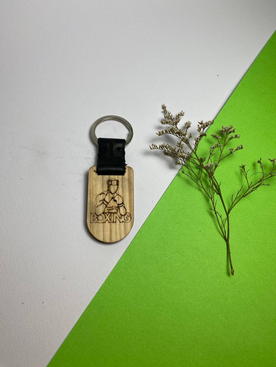 جاسوئیچی دستساز با چرم طبیعی و چوب افرا و ون، مجهز به حلقه ضدزنگ