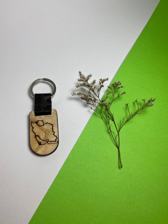 جاسوئیچی دستساز با چرم طبیعی و چوب افرا و ون، مجهز به حلقه ضدزنگ